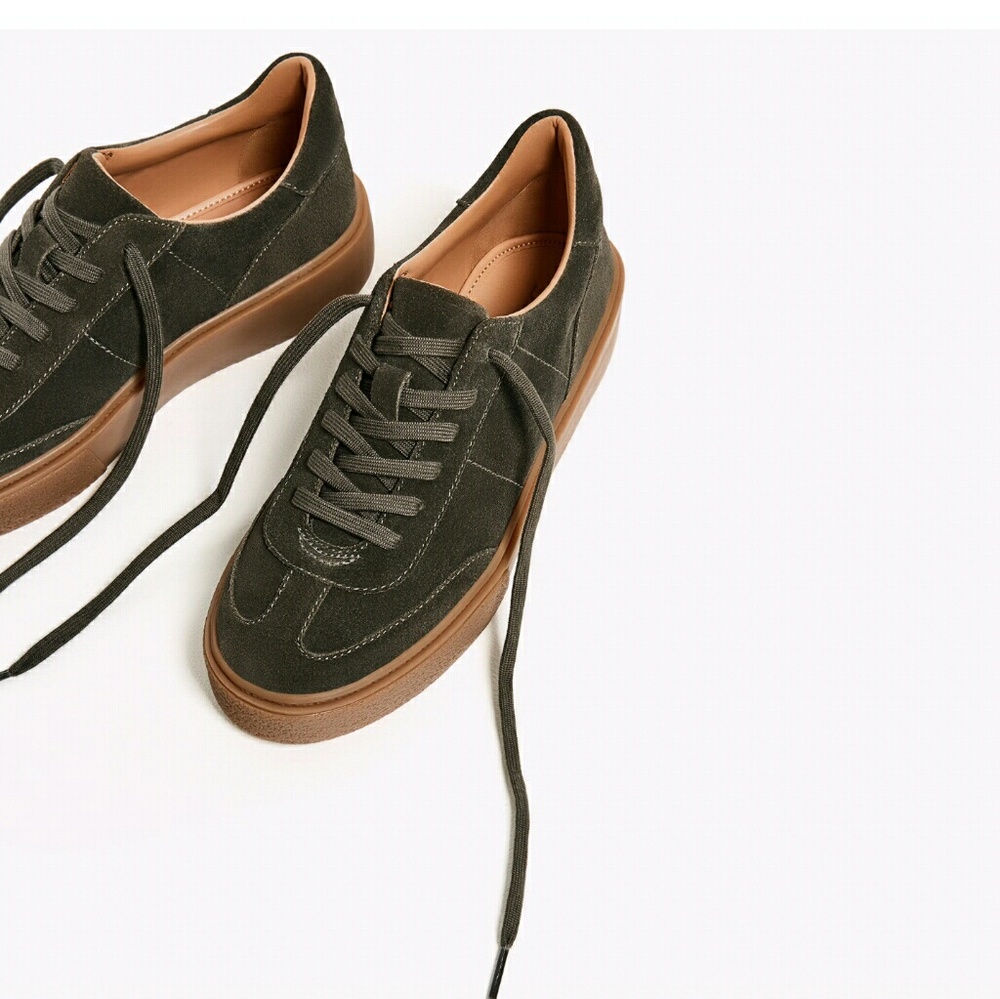 ZARA 100% LEATHER BUBBLE GUM SOLE SNEAKER NWT